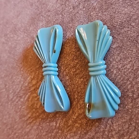 3/$30 VTG GOODY 1950s-1960s Teal Coquette Bow Barrettes - Picture 2 of 6